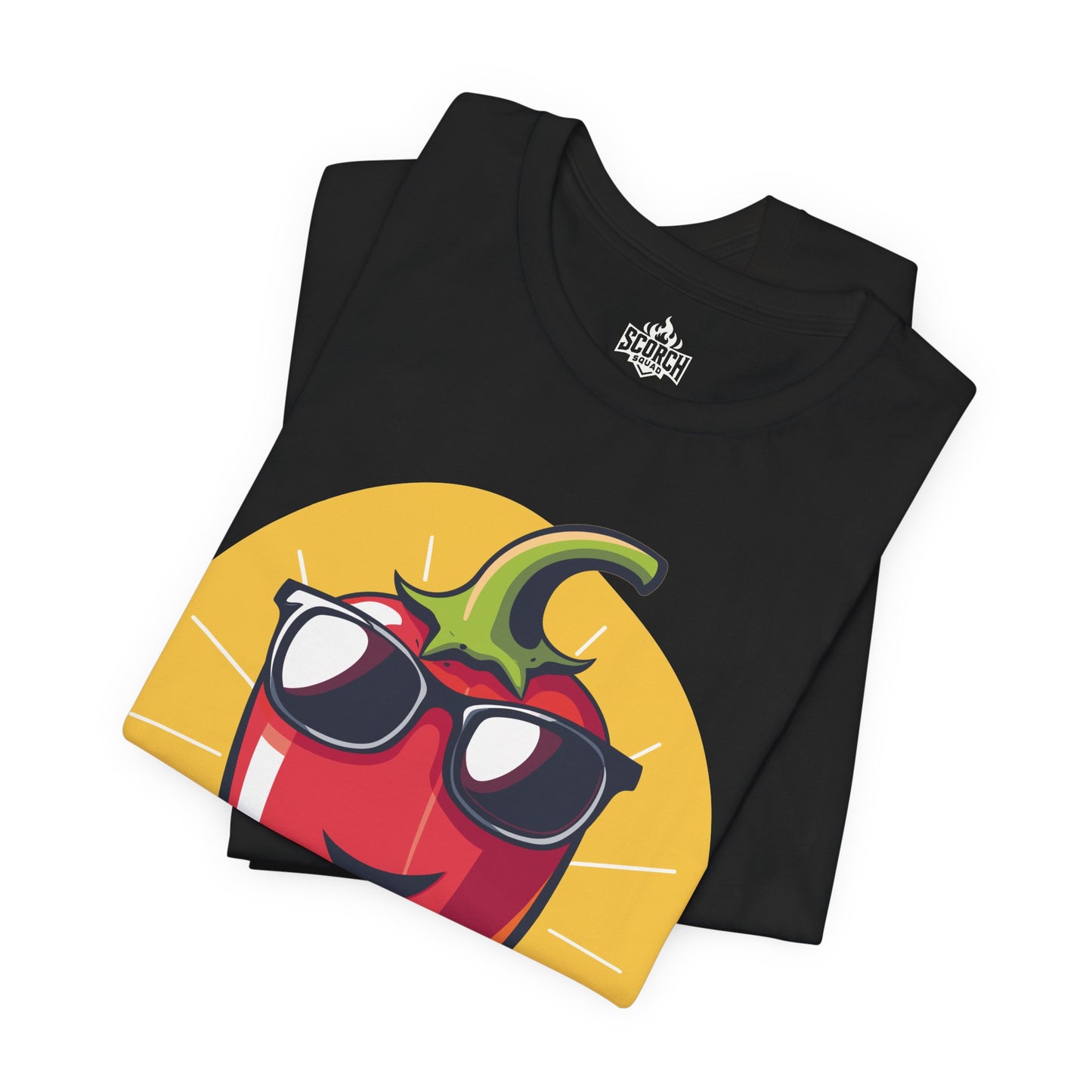 smiling pepper in sunglasses black t-shirt