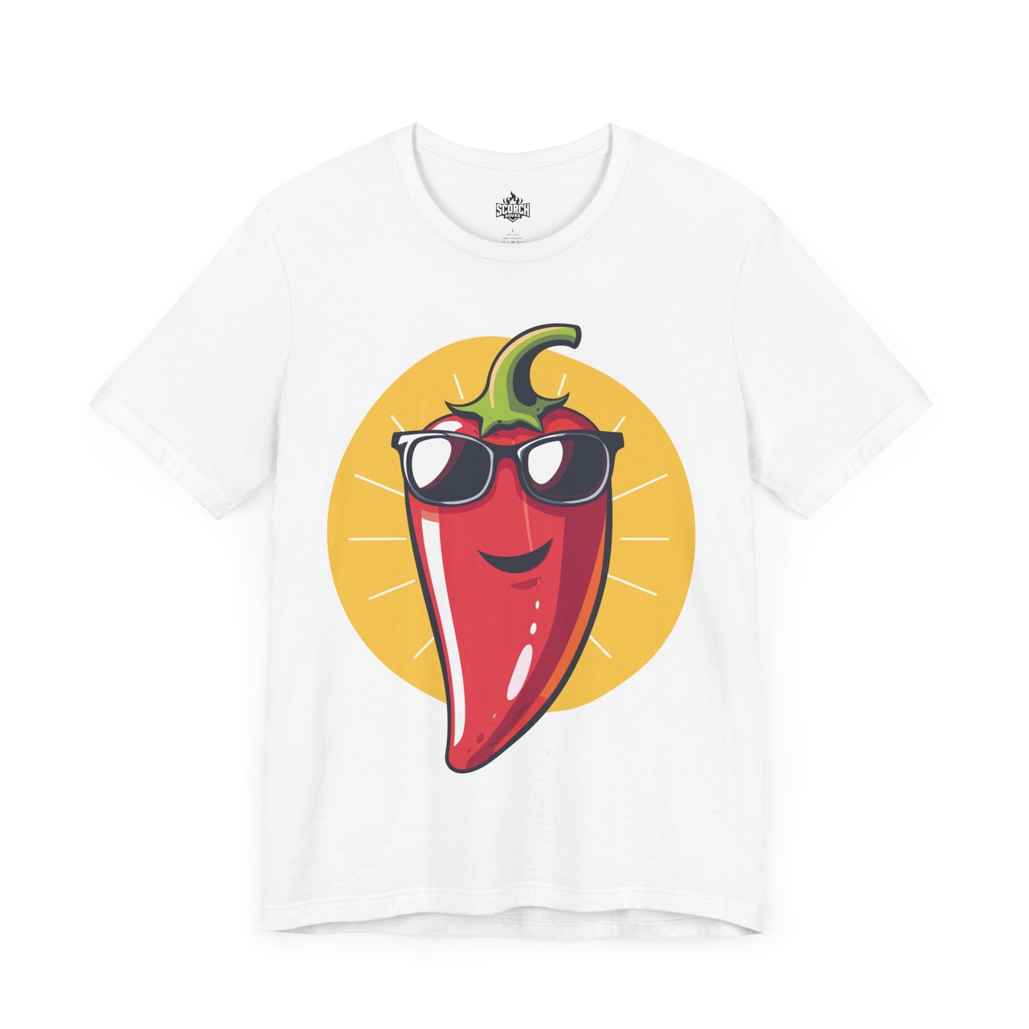smiling pepper in sunglasses white t-shirt
