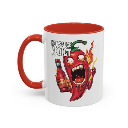 Hot Sauce Addict, Chili Pepper Accent Mug