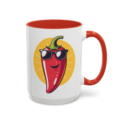 Smiling Pepper With Sunglasses Accent Mug