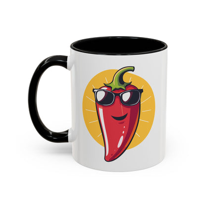 Smiling Pepper With Sunglasses Accent Mug