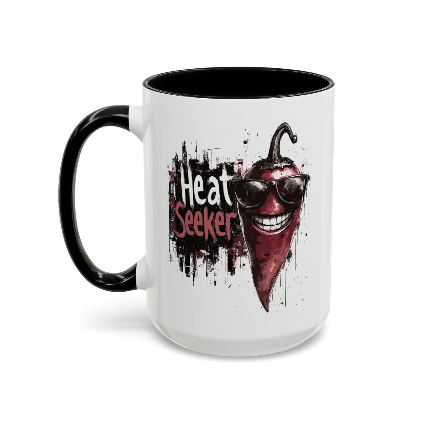 Heat Seeker, Smiling Hot Pepper Accent Mug