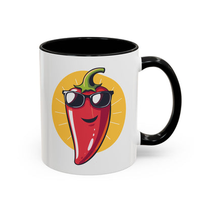 Smiling Pepper With Sunglasses Accent Mug