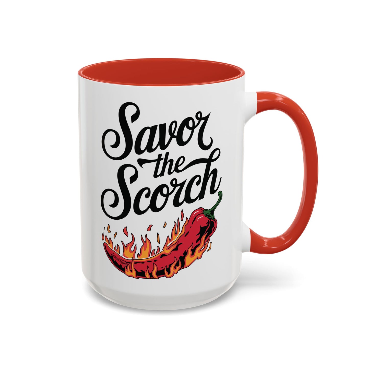 Savor The Scorch, Flaming Pepper Accent Mug