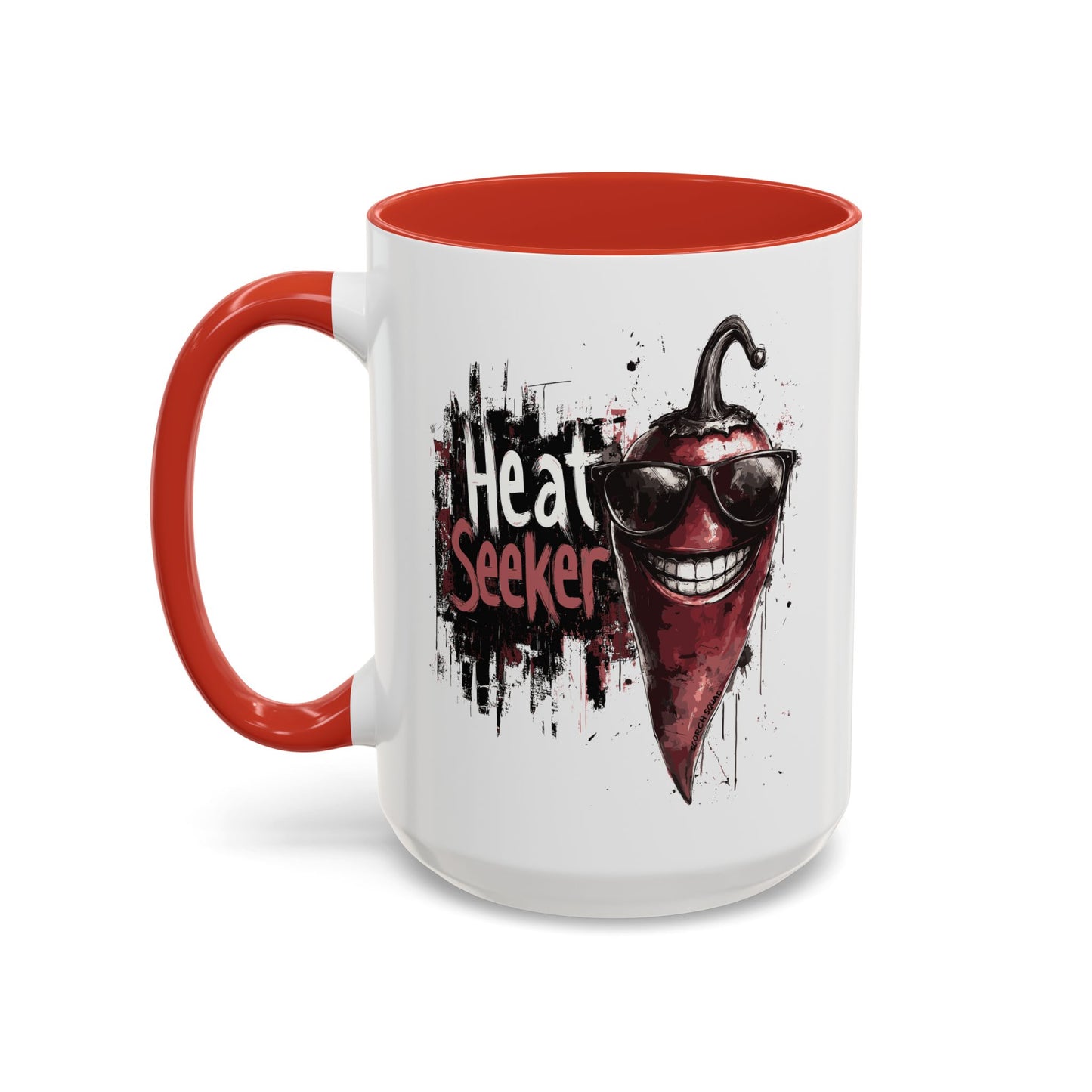 Heat Seeker, Smiling Hot Pepper Accent Mug