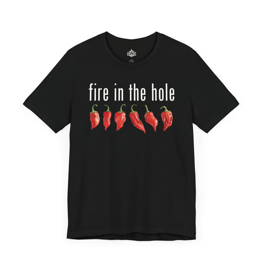 Fire In The Hole, Hot Peppers Short Sleeve Tee Shirt