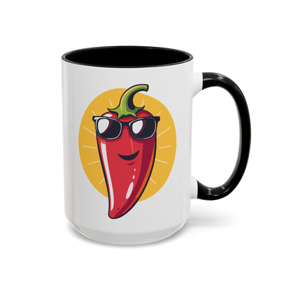 Smiling Pepper With Sunglasses Accent Mug