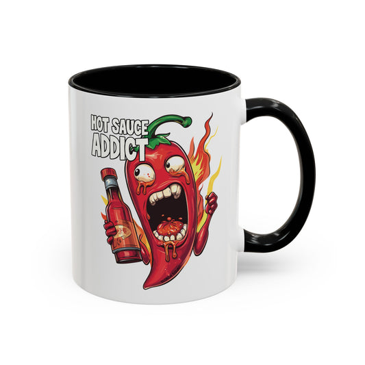 Hot Sauce Addict, Chili Pepper Accent Mug