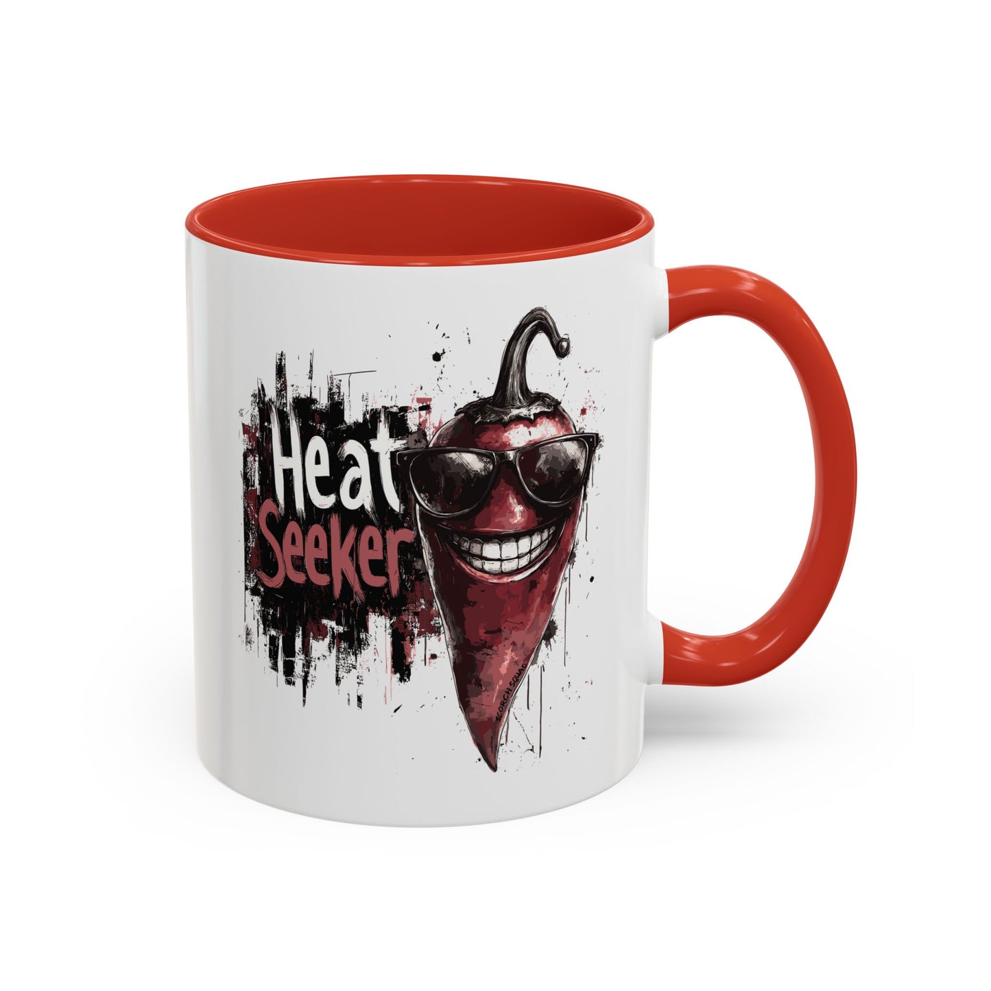 Heat Seeker, Smiling Hot Pepper Accent Mug