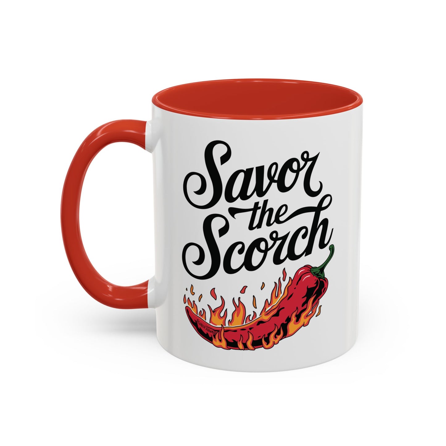 Savor The Scorch, Flaming Pepper Accent Mug