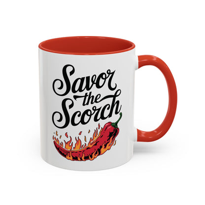 Savor The Scorch, Flaming Pepper Accent Mug