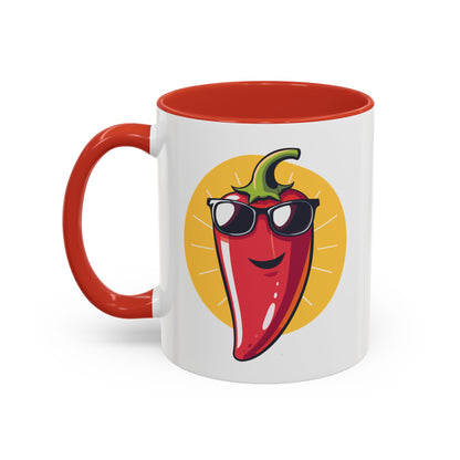 Smiling Pepper With Sunglasses Accent Mug