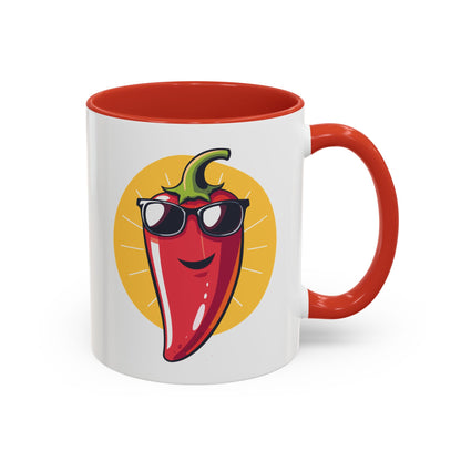 Smiling Pepper With Sunglasses Accent Mug