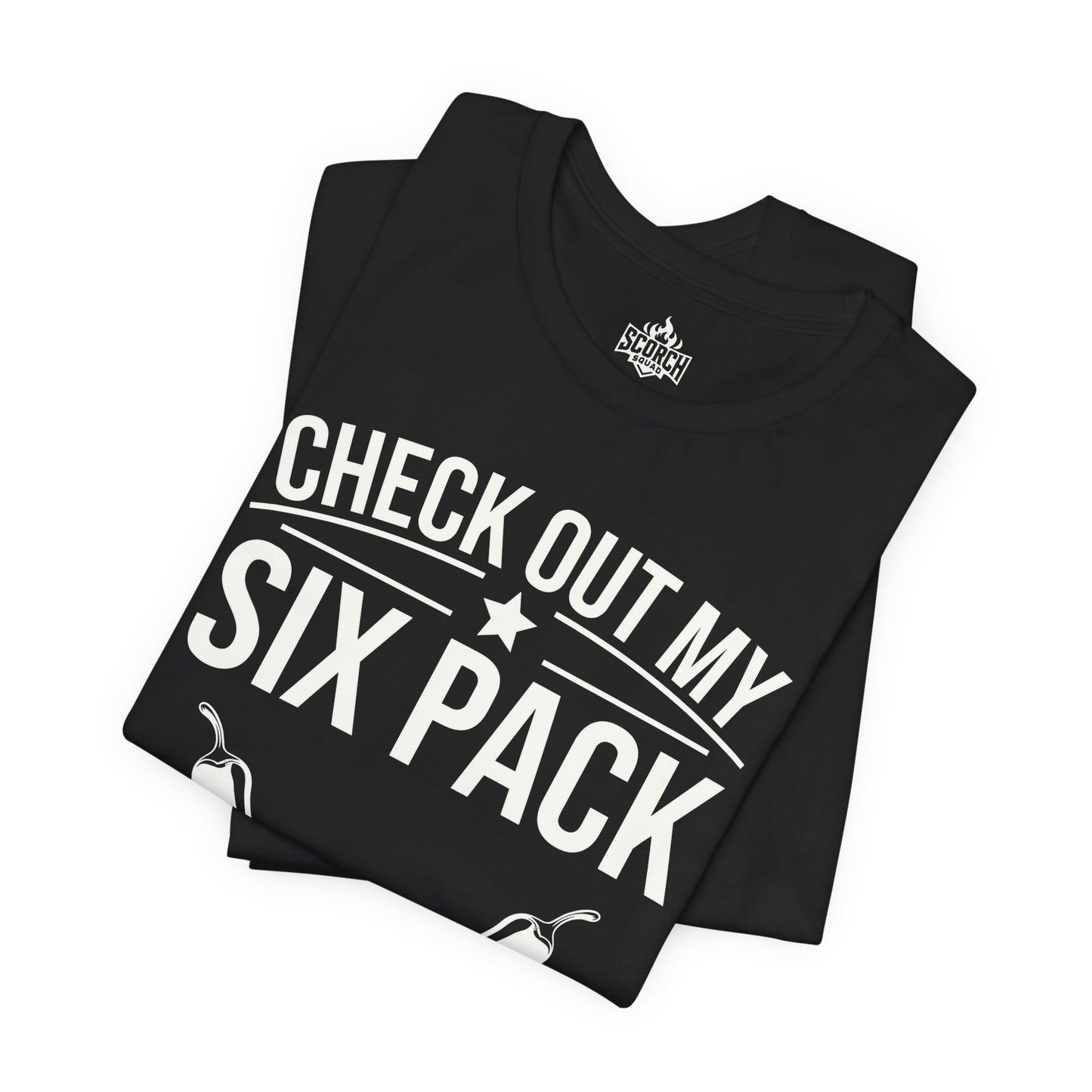 check out my six pack of peppers black t-shirt