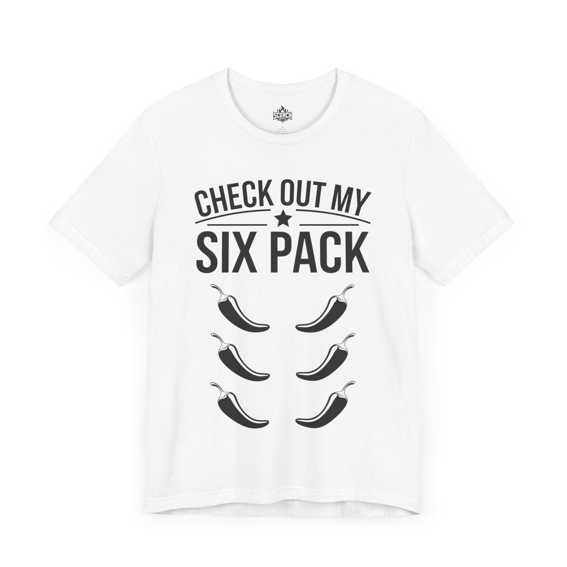 check out my six pack of peppers white t-shirt