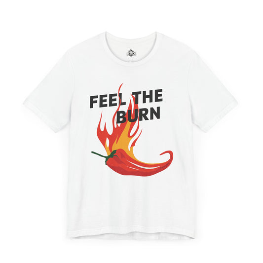feel the burn flaming hot pepper white shirt