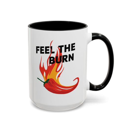 feel the burn hot pepper black accent mug