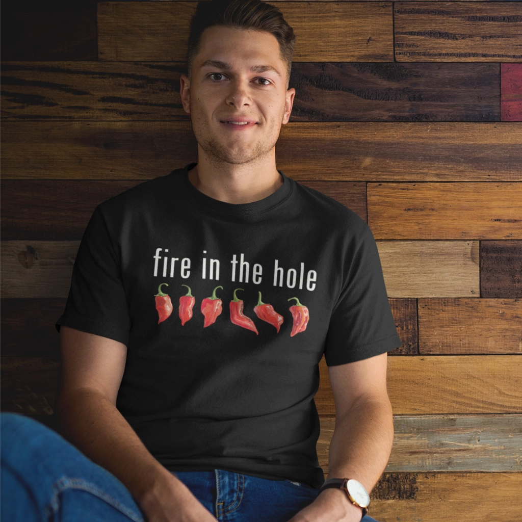 Fire In The Hole, Hot Peppers Short Sleeve Tee Shirt