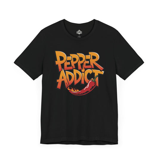 hot pepper addict flaming black t-shirt