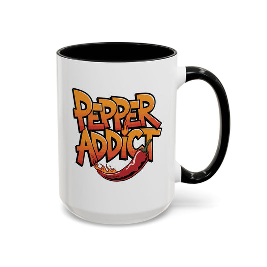 pepper addict black accent mug