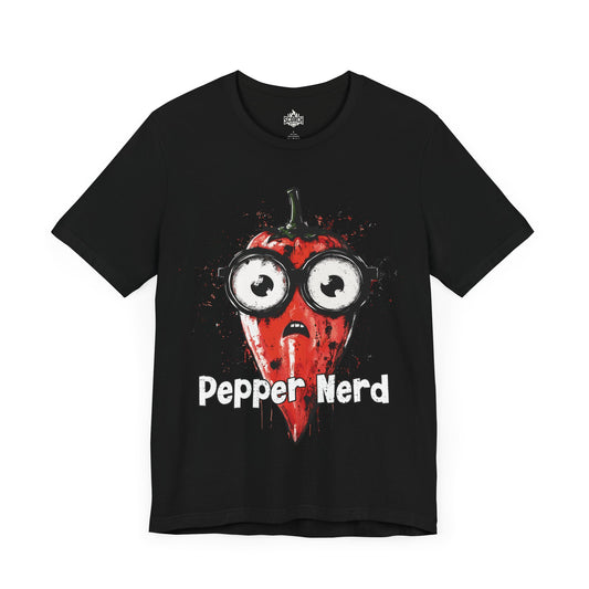pepper nerd hot pepper in glasses black t-shirt