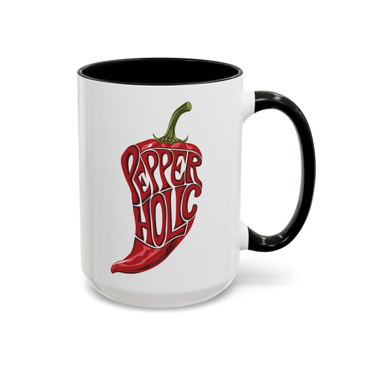 pepperholic hot pepper black accent mug